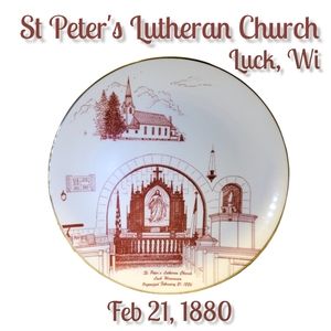Vtg Collector's Plate St Peter's Lutheran Church Luck Wi  Jesus Gold Trimmed